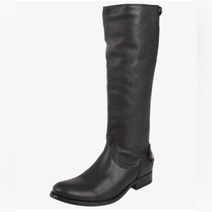 Frye Black Melissa Button Back Zip Calf Tall Boots